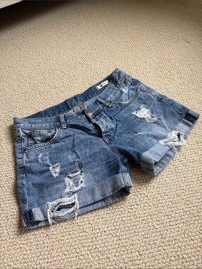 ANINE BING Denim Cuffed Shorts